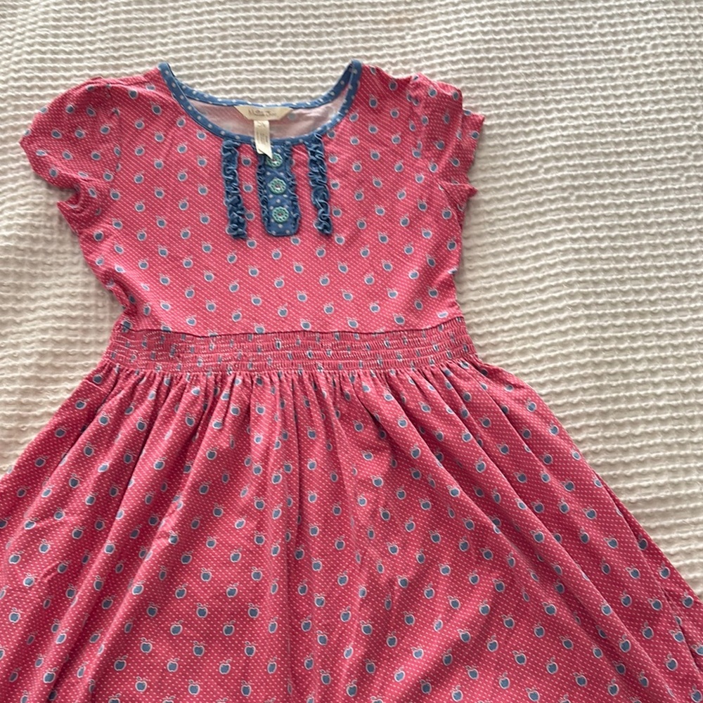 Matilda Jane Apple Ruffle Dress Size 10 Pink Blue Smocked Girls 2015